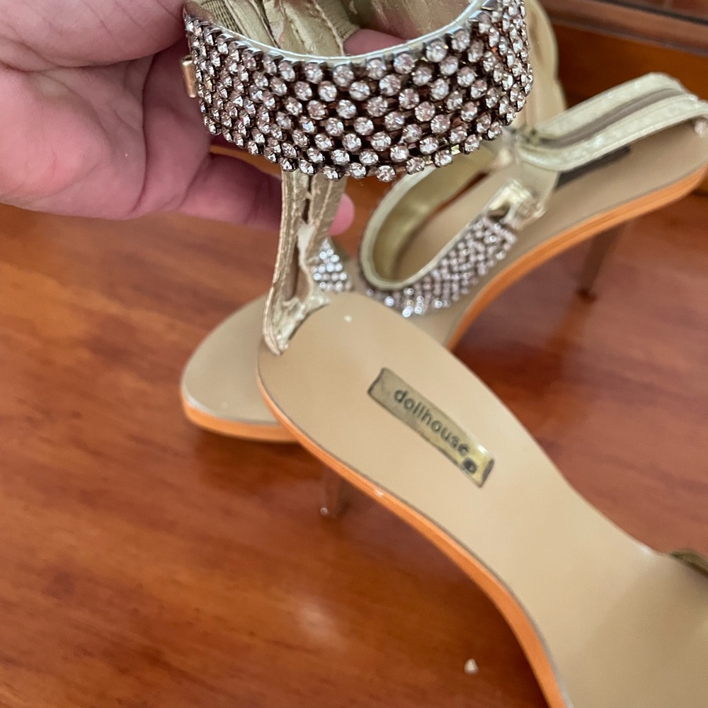 Dollhouse Gold Rhinestone Heels for Special Occasions